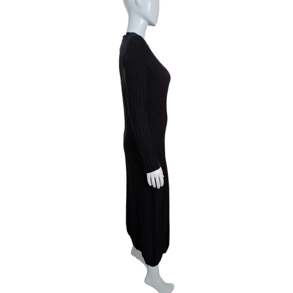 Lucky brand maxi dress Ribbed Monck Neck Long Sleeves Black Size LARGE - Picture 3 of 15